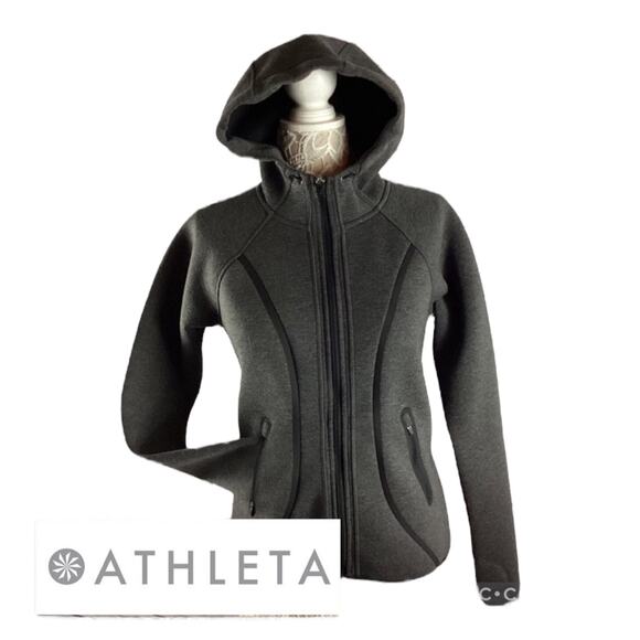 Athleta fuse scuba zipper hoodie gray with black size medium - Picture 13 of 13
